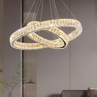Anneaux Cristal Led Lustre Pendentif Luminaire Cristal Lumière Suspendue Suspension Lumière Pour Salle À Manger Escalier