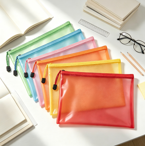 Pochette zippée en PVC maillé A4 économique et durable, imperméable, avec logo personnalisé, organiseur de dossiers pour le bureau et l'école - Product Image 2