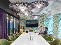 Lumière décorative commerciale, éclairage d'intérieur, éclairage acoustique en feutre absorbant le son, lampe en forme de fleur, lustres en feutre