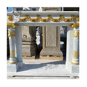 Extra <strong>Tall</strong> Freestanding Marble <strong>Fireplace</strong> Surround Custom Home Decorative Stone <strong>Fireplace</strong> for Open Concept Homes - Product Image 5