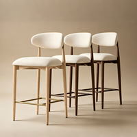 Prix direct usine Tabouret de bar et de comptoir en bois et tissu, sans accoudoirs, à pieds longs, pour chambres et petits balcons