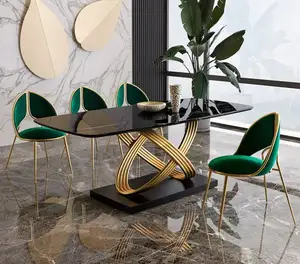 Wohn möbel Luxus 6 8-Sitzer Marmorplatte Modern X Esstisch und Stühle Set