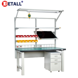 Table d'atelier de garage de marque Detall, table d'atelier en acier laminé à froid avec armoire de rangement, revêtement en poudre gris/bleu - Product Image 2
