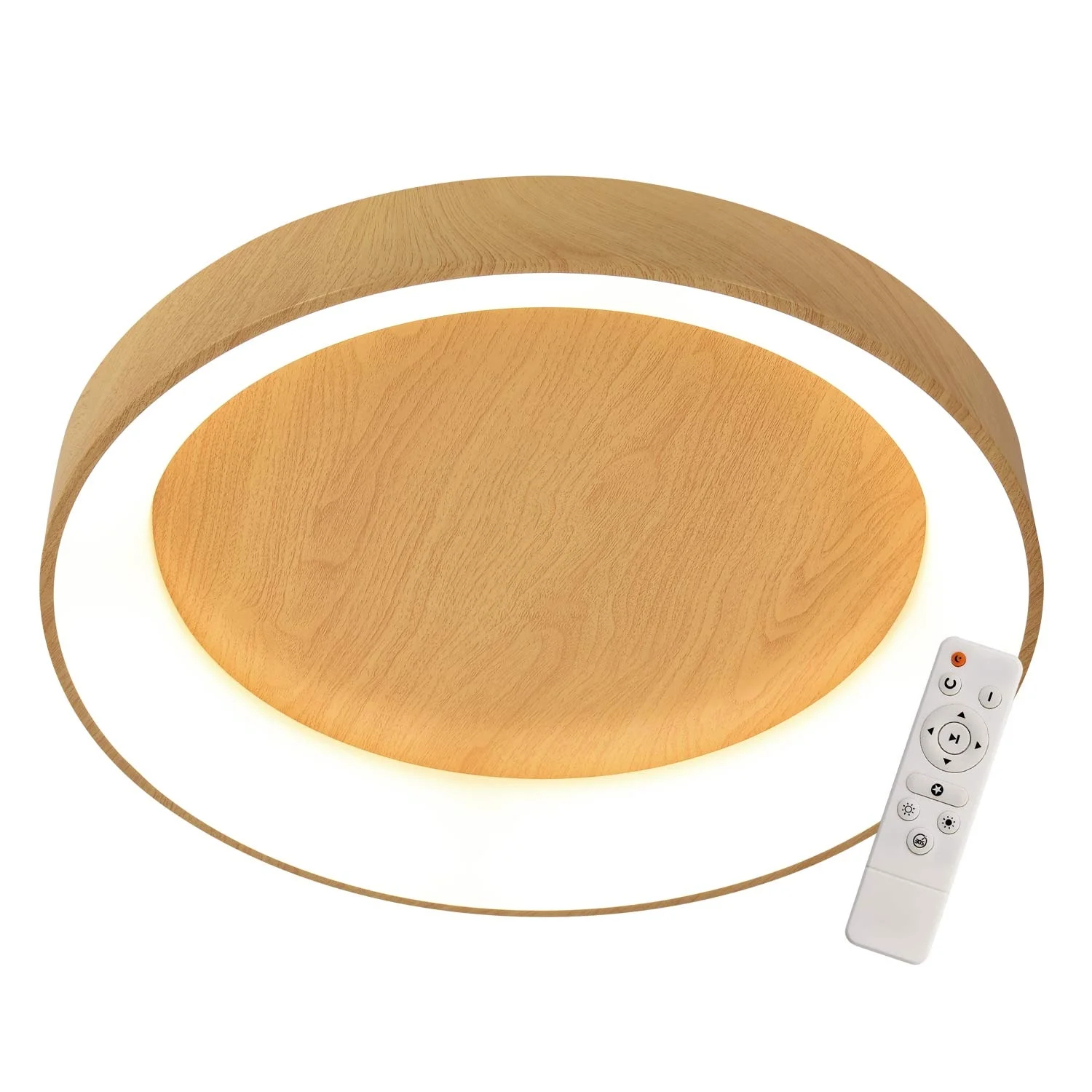 Luzete 96W Dimmable LED Efficient Surface Mounted Ceiling Lamps AC Wood Switch 6500K Color Temperature Home Office Elegant