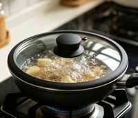 Couvercle de pot en verre transparent résistant à la chaleur avec cadre en silicone de qualité alimentaire, joint sécurisé, anti-éclaboussures, compatible four, pour ustensiles de cuisine