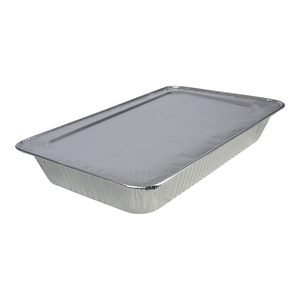 Boardwalk 12.88 In. X 20.81 In. X 0.63 In. Aluminum Disposable <b>Steam</b> Table <b>Pan</b> Lids (50/Carton) - Product Image 2