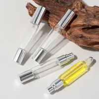 10ml Bouteille en verre de parfum à double tête Rolling and Mist Spray Bouteilles en argent Atomiseur de parfum Ensemble de gros