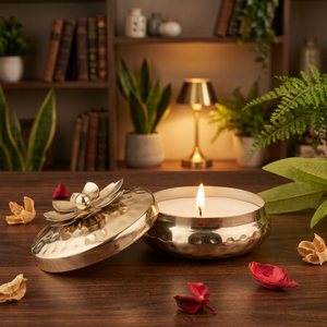 Handcrafted Lotus Flower Metal <b>Candle</b> <b>Jar</b> <b>with</b> <b>Lid</b> Decorative Scented <b>Candle</b> Holder for Home Decor Gift - Product Image 6