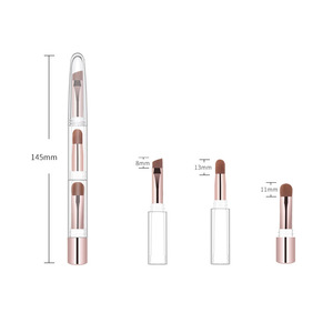 Ensemble de pinceaux de maquillage personnalisable 4-en-1 à double tête détachable pour eye-liner, lèvres, couvrance, poudre, blush et yeux, végétalien et non cruin. - Product Image 3