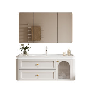 Ensemble de meubles de salle de bain modernes sur mesure avec vasque, miroir, armoire murale en panneau mélaminé résistant à l'eau pour hôtel et appartement - Product Image 6