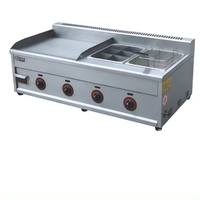 Grill multifonction en acier inoxydable avec friteuse Kanto Pot, machine à snacks commerciale économe en énergie pour la cuisson de steaks et de burgers