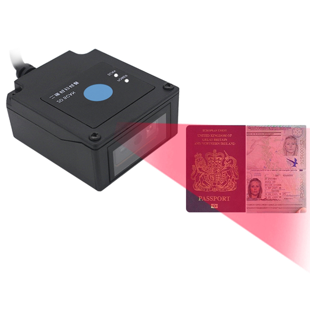 EDOO USB RS232 2D QR Industry Fixed Mount OCR MRZ Turnstile Kiosk Passport Barcode Scanner Reader Module