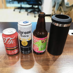 Özel Logo Baskılı Ambalajlı 16oz Toz Boyalı Paslanmaz Çelik İzoleli Düz Bira İçme Kutusu Soğutucusu 4'ü 1 Arada Şişe Açacağı ile - Product Image 6