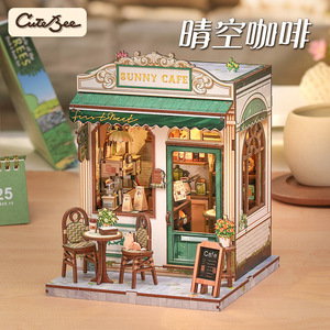 CuteBee City Walk Sky Coffee Miniature House Wooden <b>DIY</b> <b>Kit</b> For Ages 14+ Creative Gift - Product Image 3