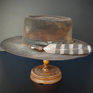 Unisex Chất Lượng Cao Cổ Điển Len Cao Bồi Hat Phong Cách Cũ Thêu <span class=keywords><strong>Ribbon</strong></span> Trang Trí Phong Cách Cho Bữa Tiệc Giản Dị Ngoài Trời Du Lịch - Product Image 4