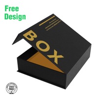 Échantillon gratuit, boîte-cadeau personnalisée de luxe, A4, rigide, en carton noir et or, magnétique, portable, écologique