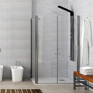 Box Doccia Angolare Kamalu KS2800-SSN con Apertura a Saloon 70x150 cm, Spessore Vetro 6mm - Product Image 2