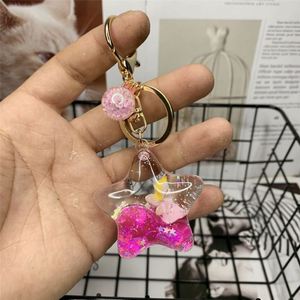 Acrylic Flower fairy Liquid Keychain with Oil Cartoon Girl Heart <b>Star</b> Fashion Keychain Bag Accessory Pendant Car Keyring - Product Image 3
