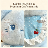 Peluche chat bleu myrtille douce de 8 pouces, adorable chaton avec bavoir en dentelle, cadeau promotionnel, directement de l'usine mondiale