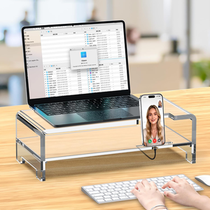 Soporte Elevador de Monitor de Acrílico Personalizado de 2 Niveles con Soporte para Teléfono, Organizador de Escritorio para Monitores, Portátiles y Oficina en Casa - Product Image 5