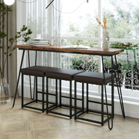 Ensemble de Table à manger Extra longue avec 3 tabourets en PU, nouveau, 4 pièces, hauteur de comptoir, ensemble de Table de cuisine, Console de Table, Bar