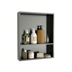 Niche de douche en acier inoxydable 21 x 17, double étagère, noir canon de fusil, support mural pour rangement de salle de bain - Product Image 1