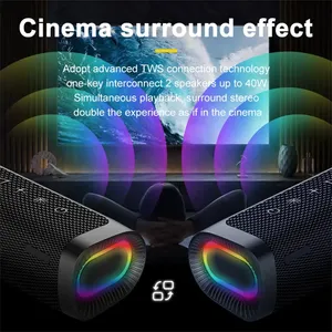 Altavoz Bluetooth Inalámbrico con Luz RGB, Bajos Potentes, Gran Volumen, Portátil para Exteriores, Altavoz de Tela Resistente al Agua - Product Image 5