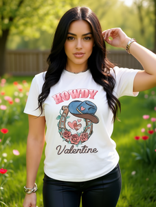 T-shirt da donna Howdy Valentine a maniche corte, girocollo, casual, con stampa a cuore, traspirante, leggera, primavera estate - Product Image 2