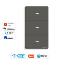 Interrupteur mural minimaliste 1 voie YuHe Group, contrôle tactile PC et verre trempé, IP20 16A 230V, compatible Smart Life Wi-Fi