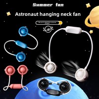 Ventilateur de cou d'astronaute portable rechargeable par USB à double tête Mini ventilateur de cou paresseux pour l'extérieur RV Hotel Garage Plastic