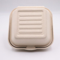 Emballage de déjeuner à emporter frites fast food conteneur biodégradable à clapet bagasse hamburger canne à sucre boîte à hamburgers