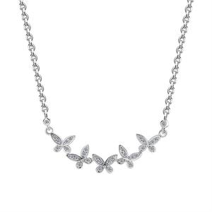 S925 sterling silver full moissanite necklace <b>butterfly</b> clover women's chain, clover sweater chain, <b>butterfly</b> sweet jewelry - Product Image 1