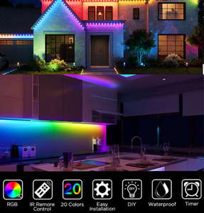 Bandes lumineuses LED d'extérieur étanches avec dos auto-adhésif IP68, bandes lumineuses LED d'extérieur avec application BT, synchronisation musicale RGB, ext. - Product Image 5