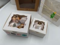 Bon marché Emballage en carton de boulangerie d'anniversaire imprimé de qualité alimentaire Boîte à gâteau en papier avec plateau de base