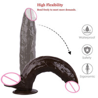 Large sangle portable souple en silicone réaliste noir sur godes pour hommes femmes12 pouces avec ceinture