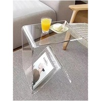 Mesa Auxiliar de Acrílico Transparente Resistente, Estilo Nórdico Moderno Minimalista, Pequeña y Multiusos, para Apartamentos Pequeños y Sofás