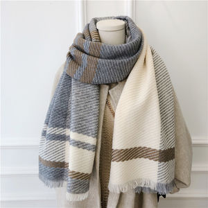 <strong>Japanese</strong> Color Blocked <strong>Geometric</strong> Warm Scarf Women's Winter Long Style Temperament Shawl Scarf - Product Image 1