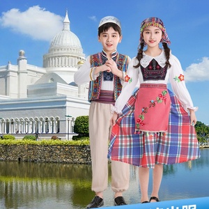 Serbia Costume ragazza danza rossa Folk Costume bambini Serbia <span class=keywords><strong>abbigliamento</strong></span> tradizionale - Product Image 1