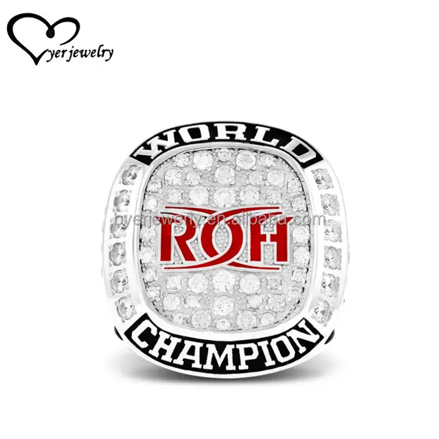 Unique red enameling on top design world championship rings for soccer custom