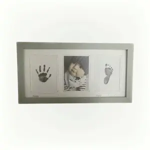 Kit personalizzato per impronta di mano e cornice per foto in legno per neonato incluso tampone di inchiostro touch pulito non tossico