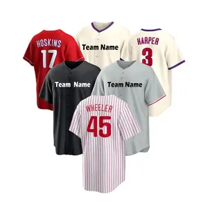 Nieuw Geborduurd Honkbalshirt Philadelphia Team #3 Bryce Harper #45 Zachary Wheeler #46 Jose Alvarad #58 Dominguez