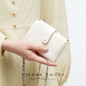 Pierre Loues Women's Bi-Fold <b>Wallet</b> White 5 Inch Chain Lock Card <b>Holder</b> Everyday Use - Product Image 2