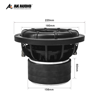 AK-S801 8 pouces haut-parleur basse professionnel Subwoofer 400w RMS Power Dual 2 ou Dual 4ohm Car Audio Subwoofer pour système CAR