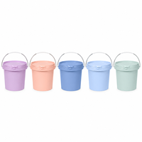 Seau en plastique bleu PP de 0,5 L avec couvercle et poignée, idéal pour le bricolage domestique, qualité alimentaire, parfait pour Halloween, pour ranger les collations et les jouets, vente en gros