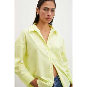 Camisa de Popelina Amarilla con Botones para Mujer, Blusa Informal de Corte Regular para Uso Diario - Product Image 1