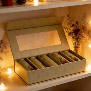 กล่องของขวัญรักษ์โลก กล่องบรรจุภัณฑ์ชาคุณภาพสูง ชุดกล่องของขวัญแบบครบชุดพร้อมหลอดกระดาษด้านใน - Product Image 5