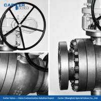 Vanne à boisseau sphérique à tournillon Carter à grand diamètre, CF3M A105, assise métallique, à bride RTJ, 2500LB, ultra haute pression, pneumatique, haute performance OEM