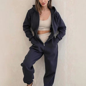 Combinaison de sport décontractée à manches longues <span class=keywords><strong>avec</strong></span> fermeture éclair pour femme, nouvelle mode printemps automne hiver, sweat-shirt cargo, combinaison de sport - Product Image 1