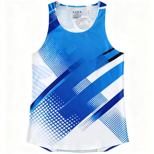 DEZE High Quality Custom Logo Quick Dry Breathable Moisture Wicking Mesh Men <b>Running</b> <b>Singlet</b> for Marathon Activewear Gym Fitness - Product Image 2
