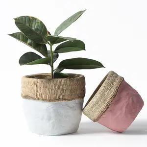 Простой Европейский цементный цветочный горшок, маленький настольный бетонный горшок для растений, горшок для цветов в горшке, сочное растение, кактус, зеленый картон